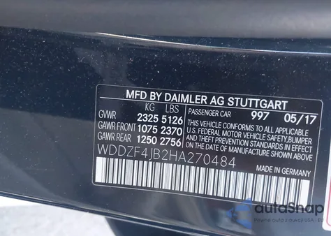2017 Mercedes-Benz E 300 from USA, damaged, VIN WDDZF4JB2HA270484